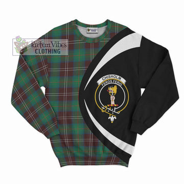 Chisholm Hunting Ancient Tartan Sweatshirt with Family Crest Circle Style