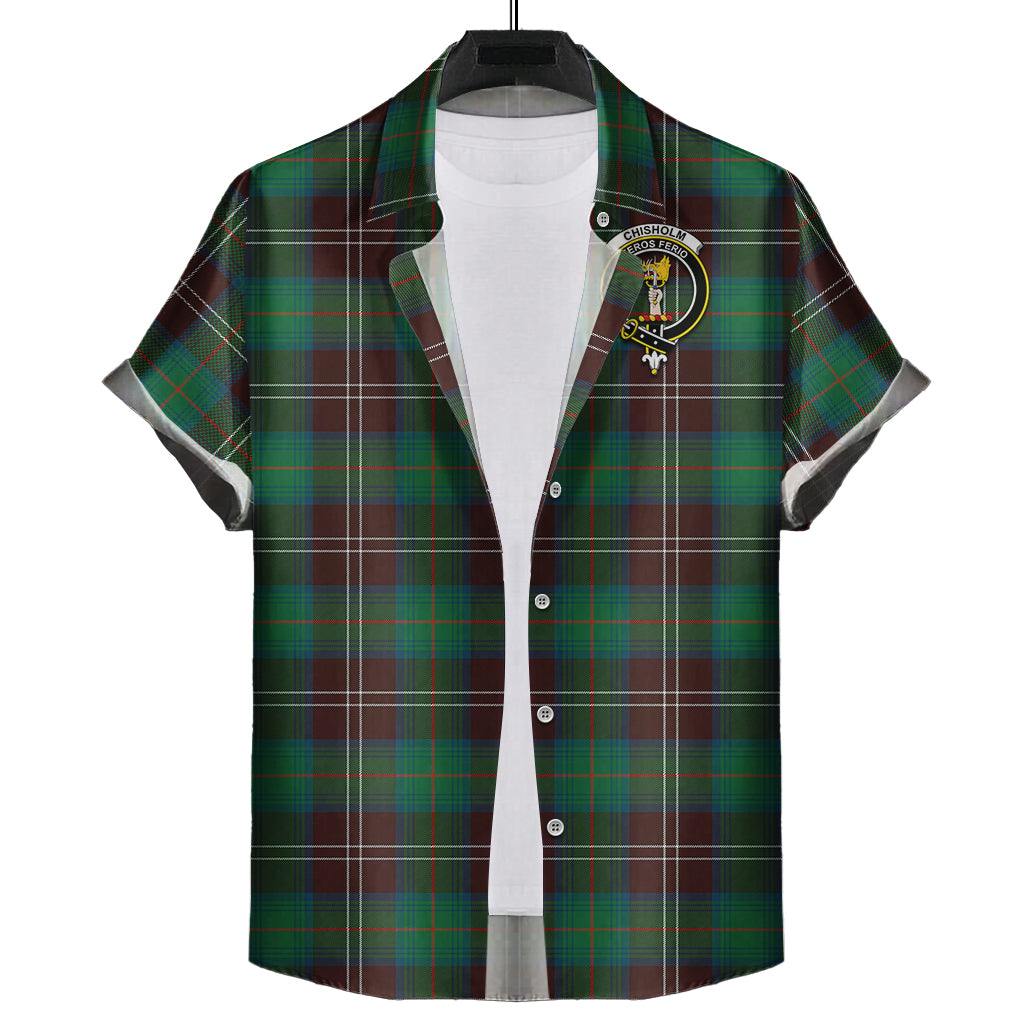 chisholm-hunting-ancient-tartan-short-sleeve-button-down-shirt-with-family-crest