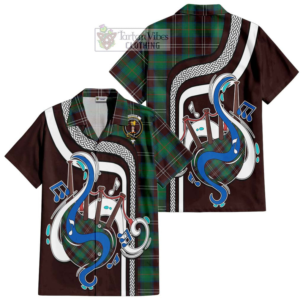 Chisholm Hunting Ancient Tartan Short Sleeve Button Shirt with Epic Bagpipe Style Kid - Tartanvibesclothing Shop