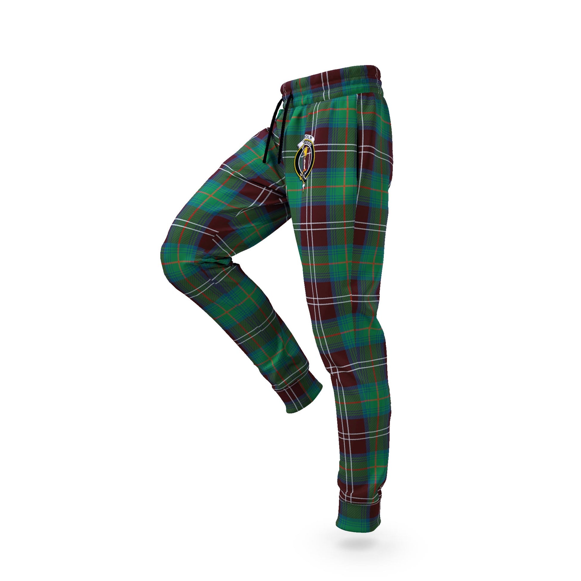 Chisholm Hunting Ancient Tartan Joggers Pants with Family Crest S - Tartan Vibes Clothing