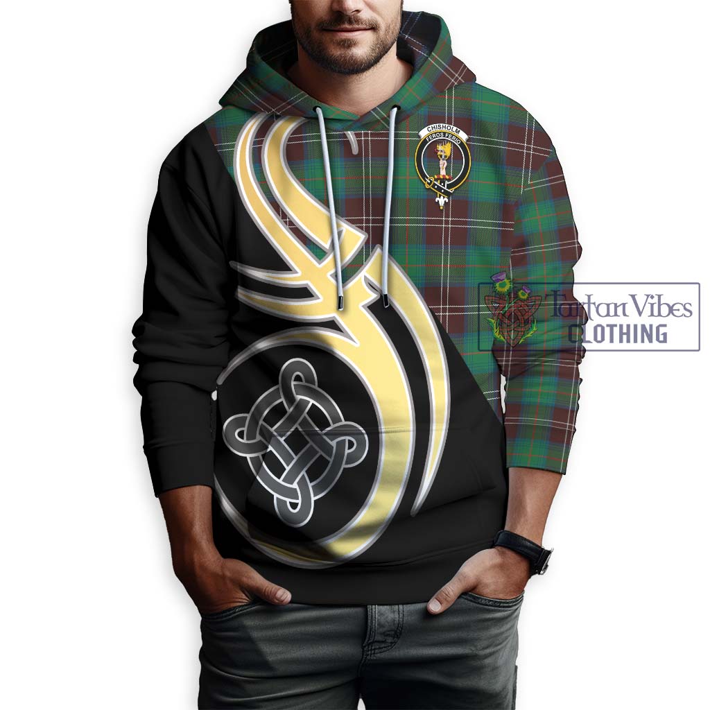 Chisholm Hunting Ancient Tartan Hoodie with Family Crest and Celtic Symbol Style Zip Hoodie - Tartan Vibes Clothing