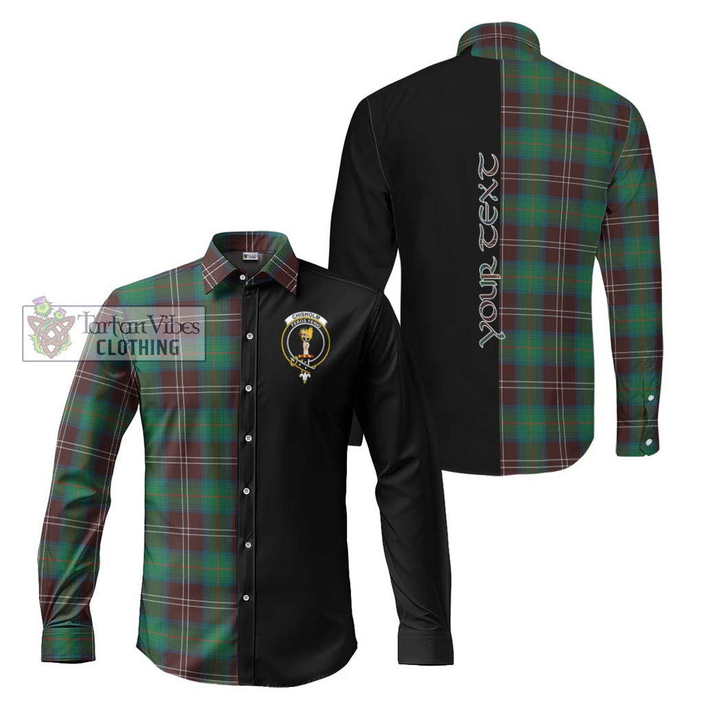 Chisholm Hunting Ancient Tartan Long Sleeve Button Shirt with Family Crest and Half Of Me Style Men's Shirt S - Tartanvibesclothing Shop