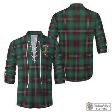 Chisholm Hunting Ancient Tartan Men's Scottish Traditional Jacobite Ghillie Kilt Shirt with Family Crest