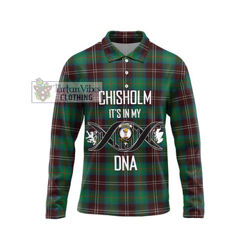 Chisholm Hunting Ancient Tartan Long Sleeve Polo Shirt with Family Crest DNA In Me Style