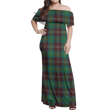 Chisholm Hunting Ancient Tartan Off Shoulder Long Dress