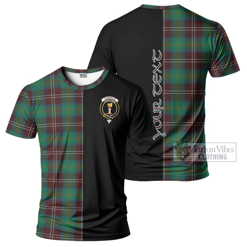 Chisholm Hunting Ancient Tartan T-Shirt with Family Crest and Half Of Me Style Kid's Shirt - Tartanvibesclothing Shop