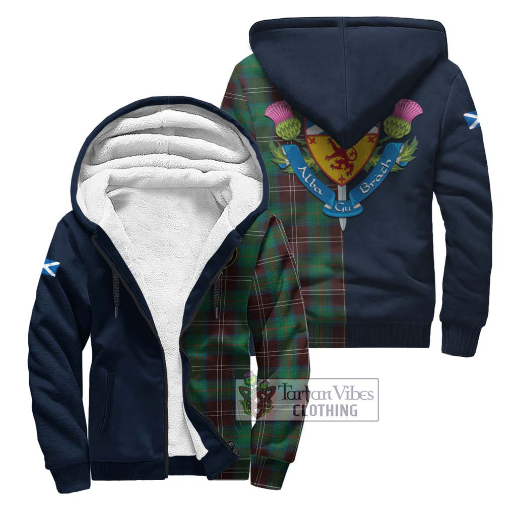 Tartan Vibes Clothing Chisholm Hunting Ancient Tartan Sherpa Hoodie with Scottish Lion Royal Arm Half Style