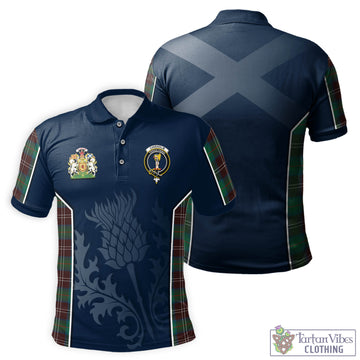 Chisholm Hunting Ancient Tartan Men's Polo Shirt with Family Crest and Scottish Thistle Vibes Sport Style