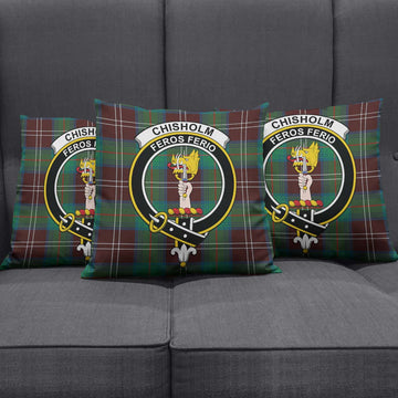 Chisholm Hunting Ancient Tartan Pillow Cover with Family Crest