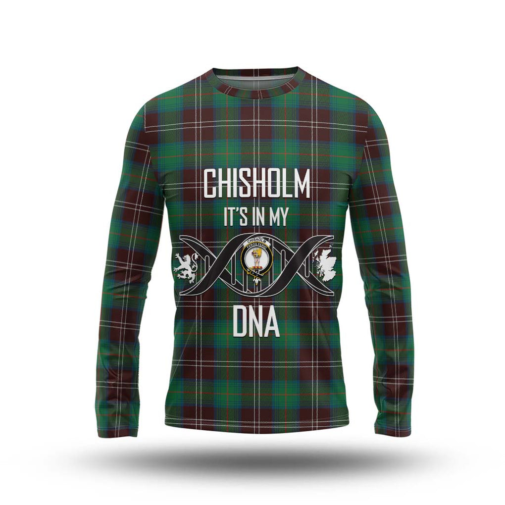 Chisholm Hunting Ancient Tartan Long Sleeve T-Shirt with Family Crest DNA In Me Style Unisex - Tartanvibesclothing Shop