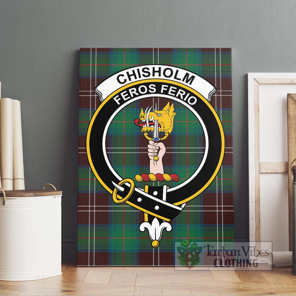 Chisholm Hunting Ancient Tartan Canvas Print Wall Art with Family Crest Without Frame - Tartan Vibes Clothing