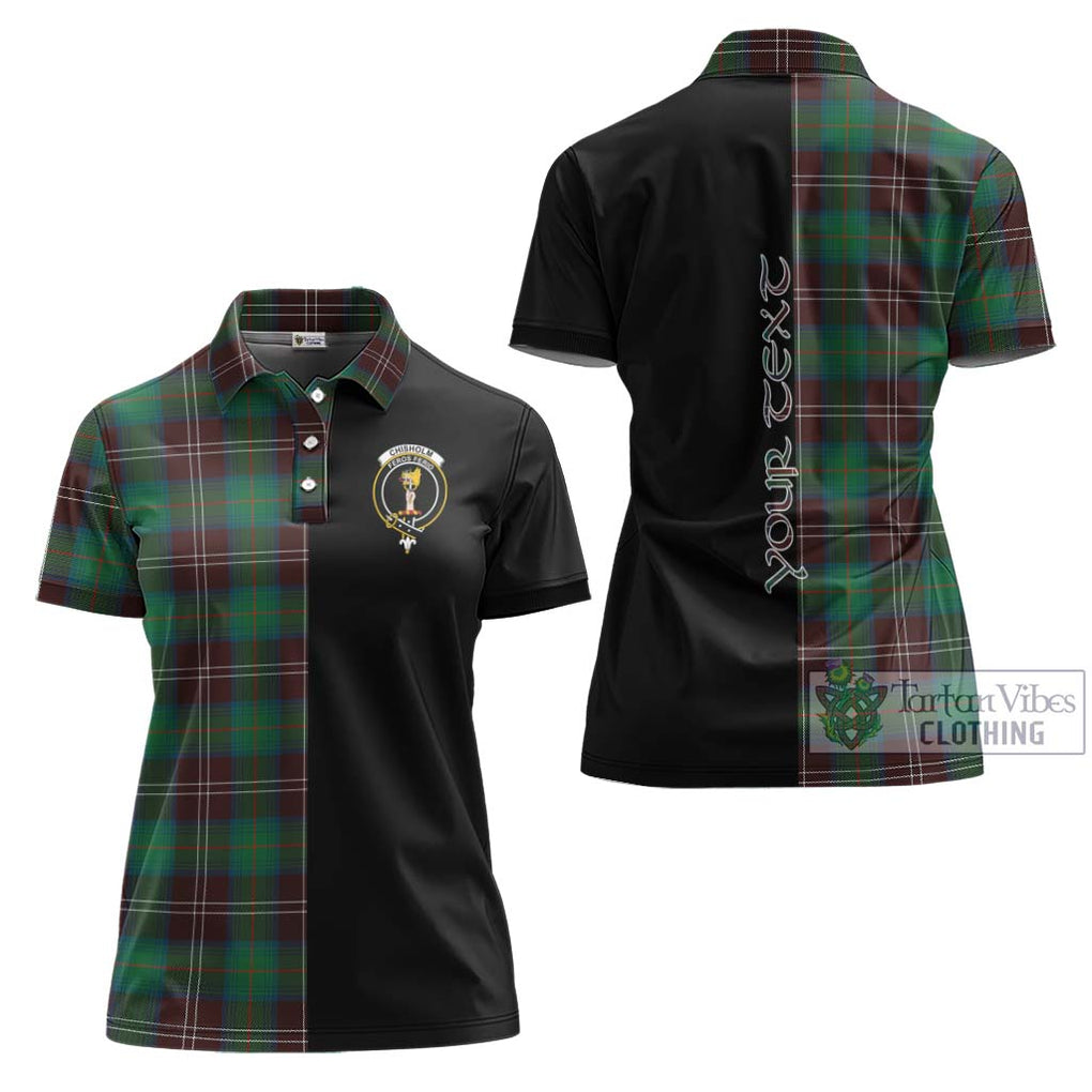 Chisholm Hunting Ancient Tartan Women's Polo Shirt with Family Crest and Half Of Me Style Women - Tartanvibesclothing Shop