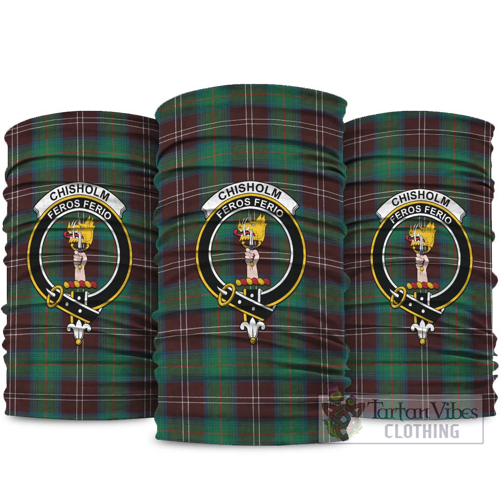 Chisholm Hunting Ancient Tartan Neck Gaiters, Tartan Bandanas, Tartan Head Band with Family Crest