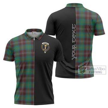 Chisholm Hunting Ancient Tartan Zipper Polo Shirt with Family Crest and Half Of Me Style