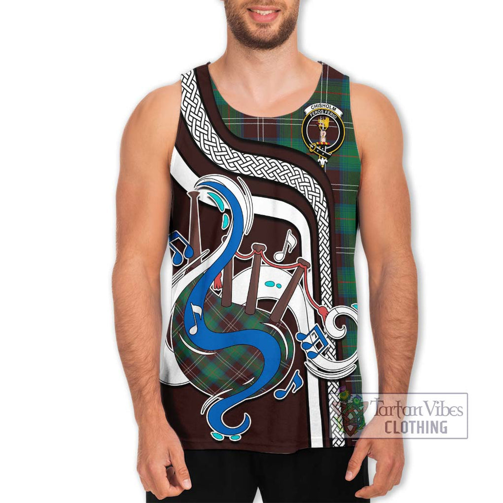 Chisholm Hunting Ancient Tartan Men's Tank Top with Epic Bagpipe Style Men - Tartanvibesclothing Shop