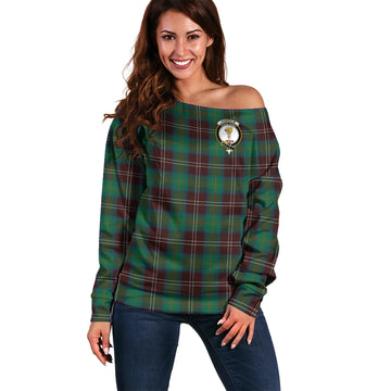 Chisholm Hunting Ancient Tartan Off Shoulder Women Sweater with Family Crest