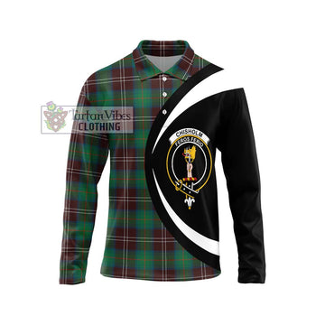 Chisholm Hunting Ancient Tartan Long Sleeve Polo Shirt with Family Crest Circle Style