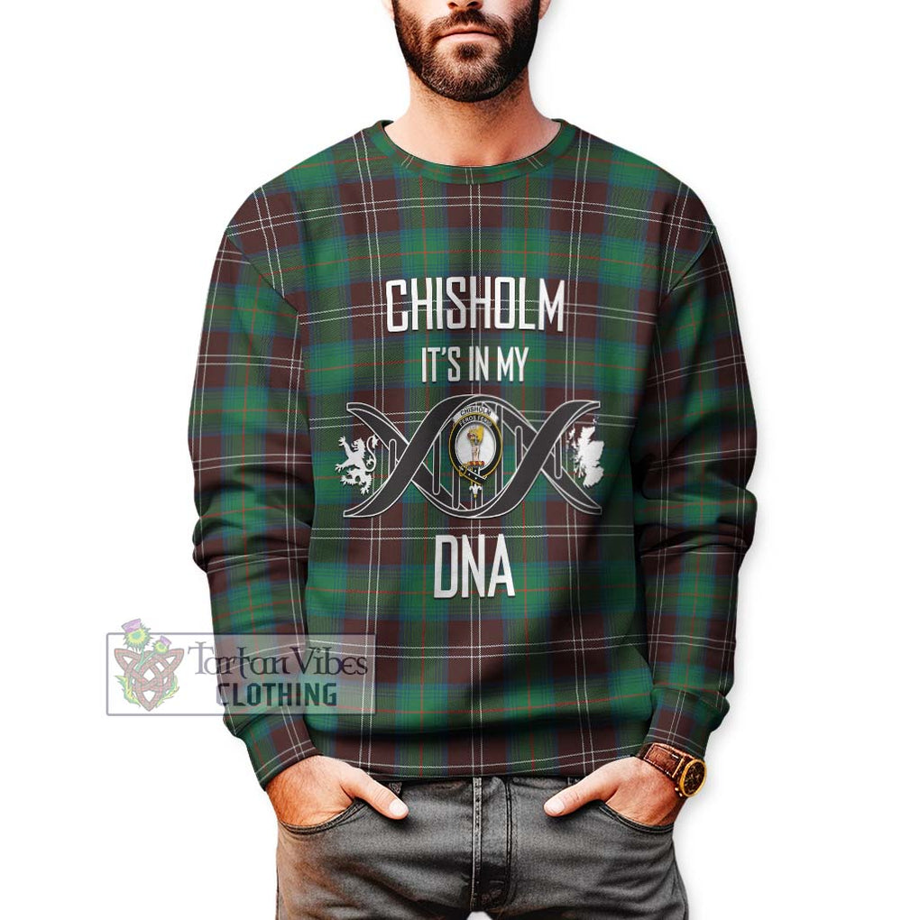 Chisholm Hunting Ancient Tartan Sweatshirt with Family Crest DNA In Me Style Unisex - Tartanvibesclothing Shop