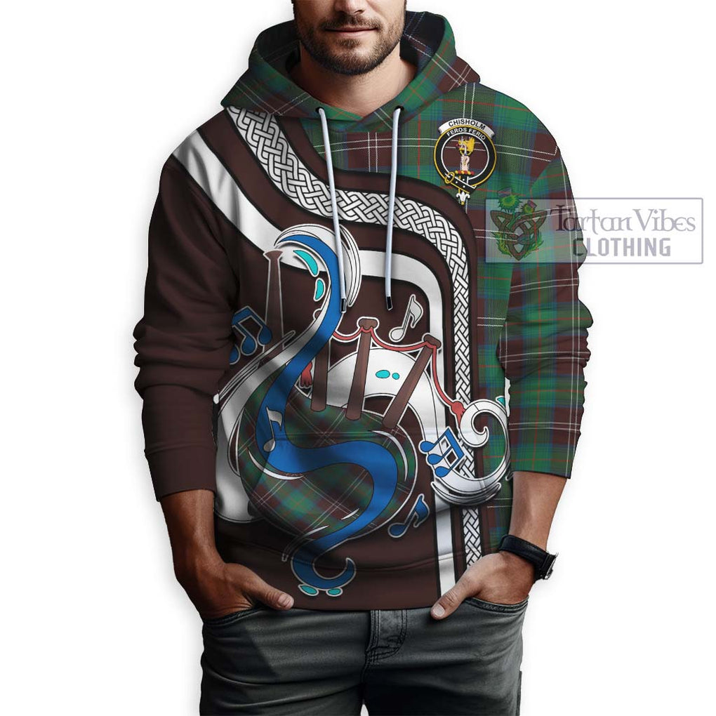 Chisholm Hunting Ancient Tartan Hoodie with Epic Bagpipe Style Zip Hoodie - Tartanvibesclothing Shop