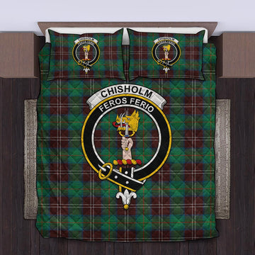 Chisholm Hunting Ancient Tartan Quilt Bed Set with Family Crest