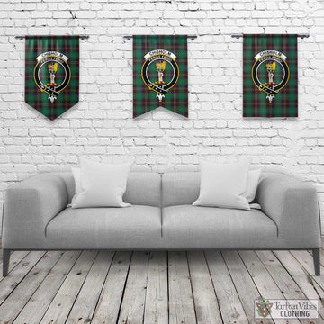 Chisholm Hunting Ancient Tartan Gonfalon, Tartan Banner with Family Crest