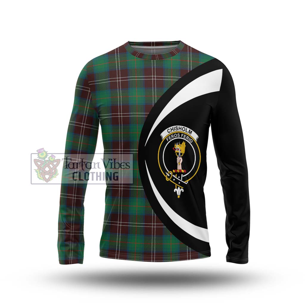 Chisholm Hunting Ancient Tartan Long Sleeve T-Shirt with Family Crest Circle Style Unisex - Tartan Vibes Clothing