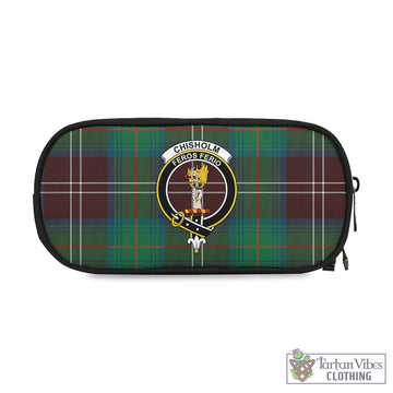 Chisholm Hunting Ancient Tartan Pen and Pencil Case with Family Crest