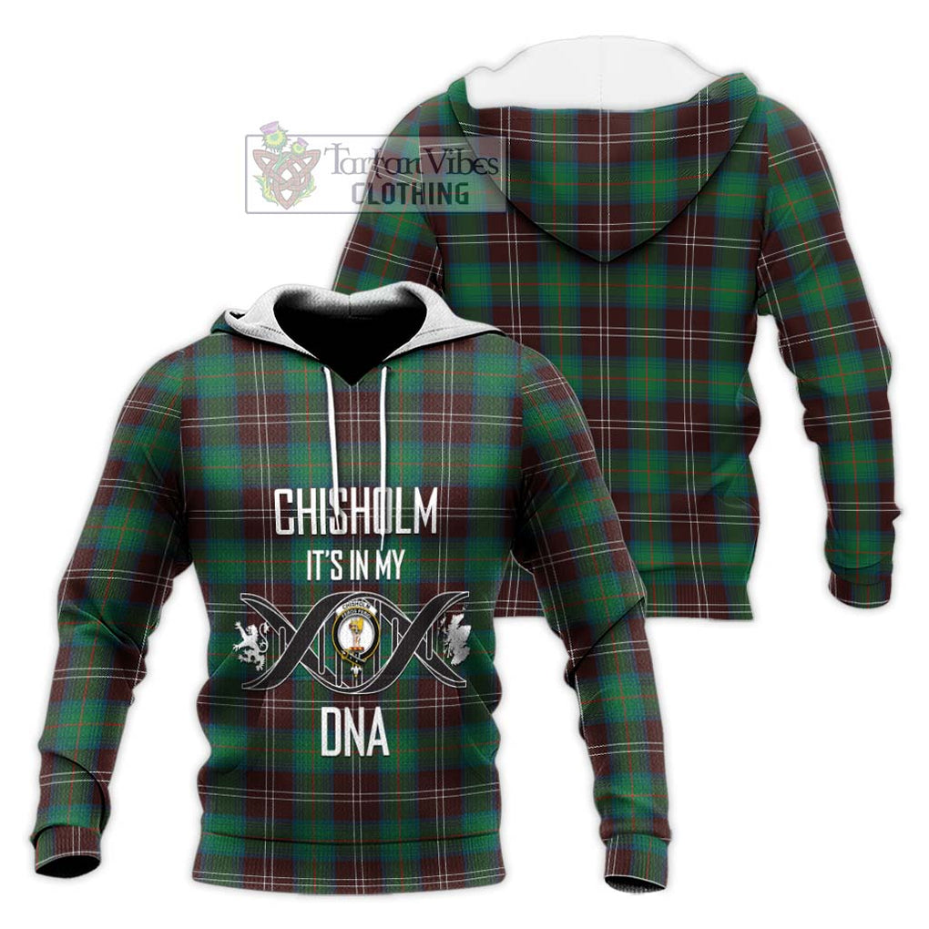 Chisholm Hunting Ancient Tartan Knitted Hoodie with Family Crest DNA In Me Style Unisex Knitted Pullover Hoodie - Tartanvibesclothing Shop