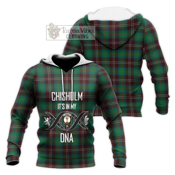 Chisholm Hunting Ancient Tartan Knitted Hoodie with Family Crest DNA In Me Style