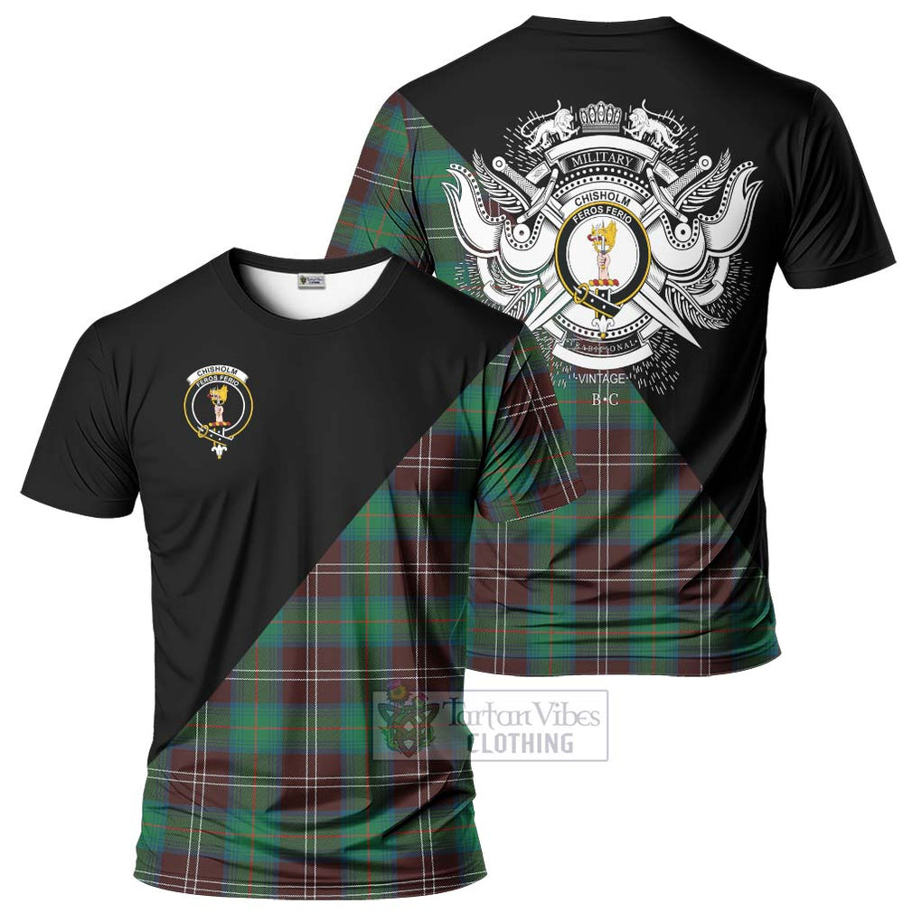 Chisholm Hunting Ancient Tartan T-Shirt with Family Crest and Military Logo Style Kid's Shirt - Tartanvibesclothing Shop