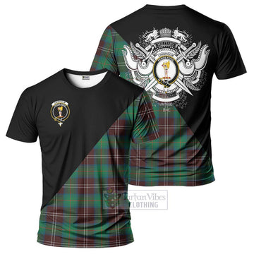 Chisholm Hunting Ancient Tartan T-Shirt with Family Crest and Military Logo Style