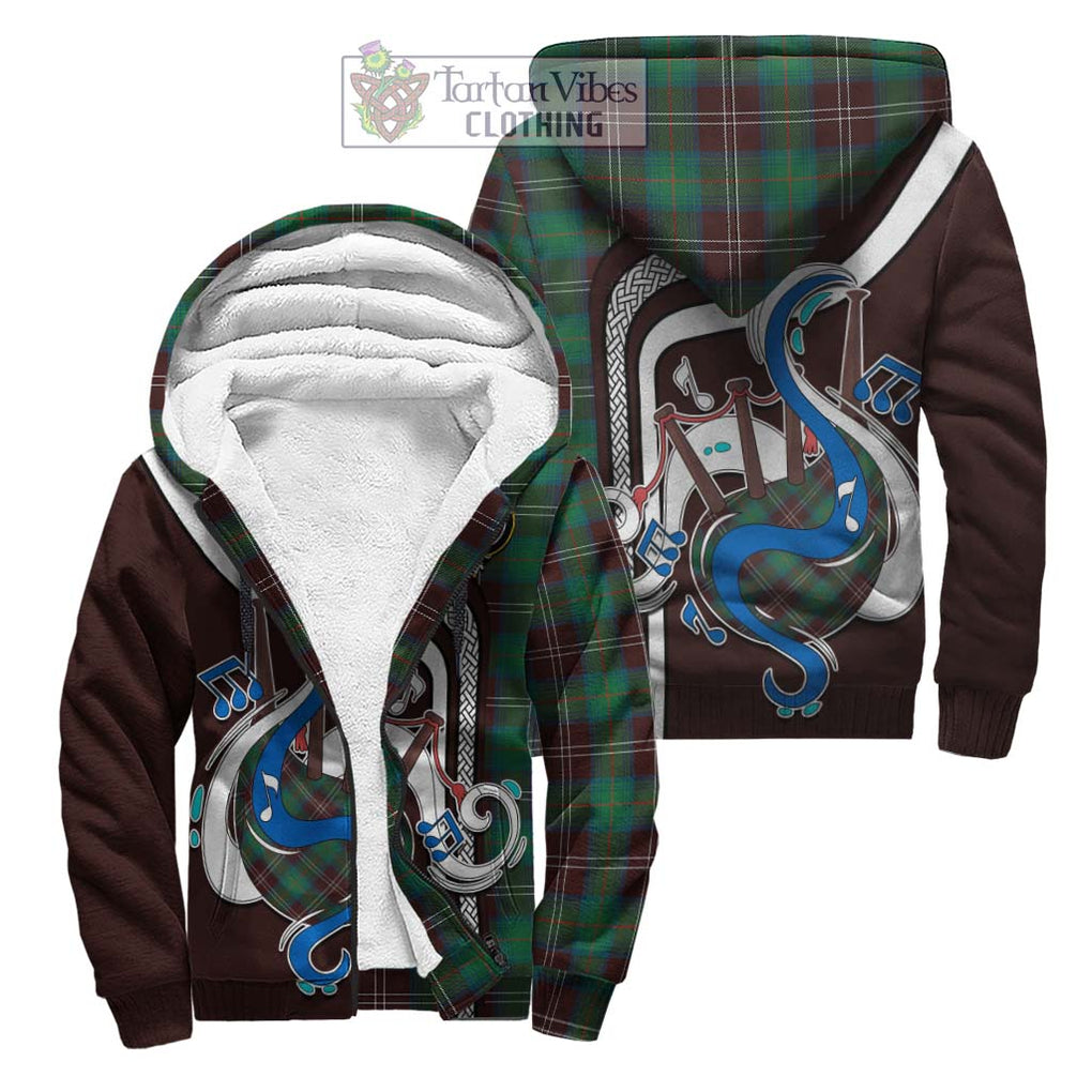 Chisholm Hunting Ancient Tartan Sherpa Hoodie with Epic Bagpipe Style Unisex S - Tartanvibesclothing Shop