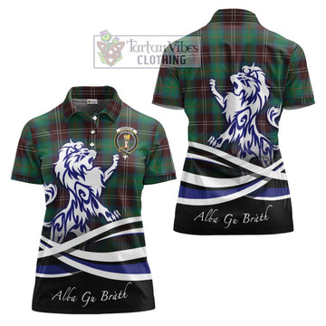 Chisholm Hunting Ancient Tartan Women's Polo Shirt with Alba Gu Brath Regal Lion Emblem