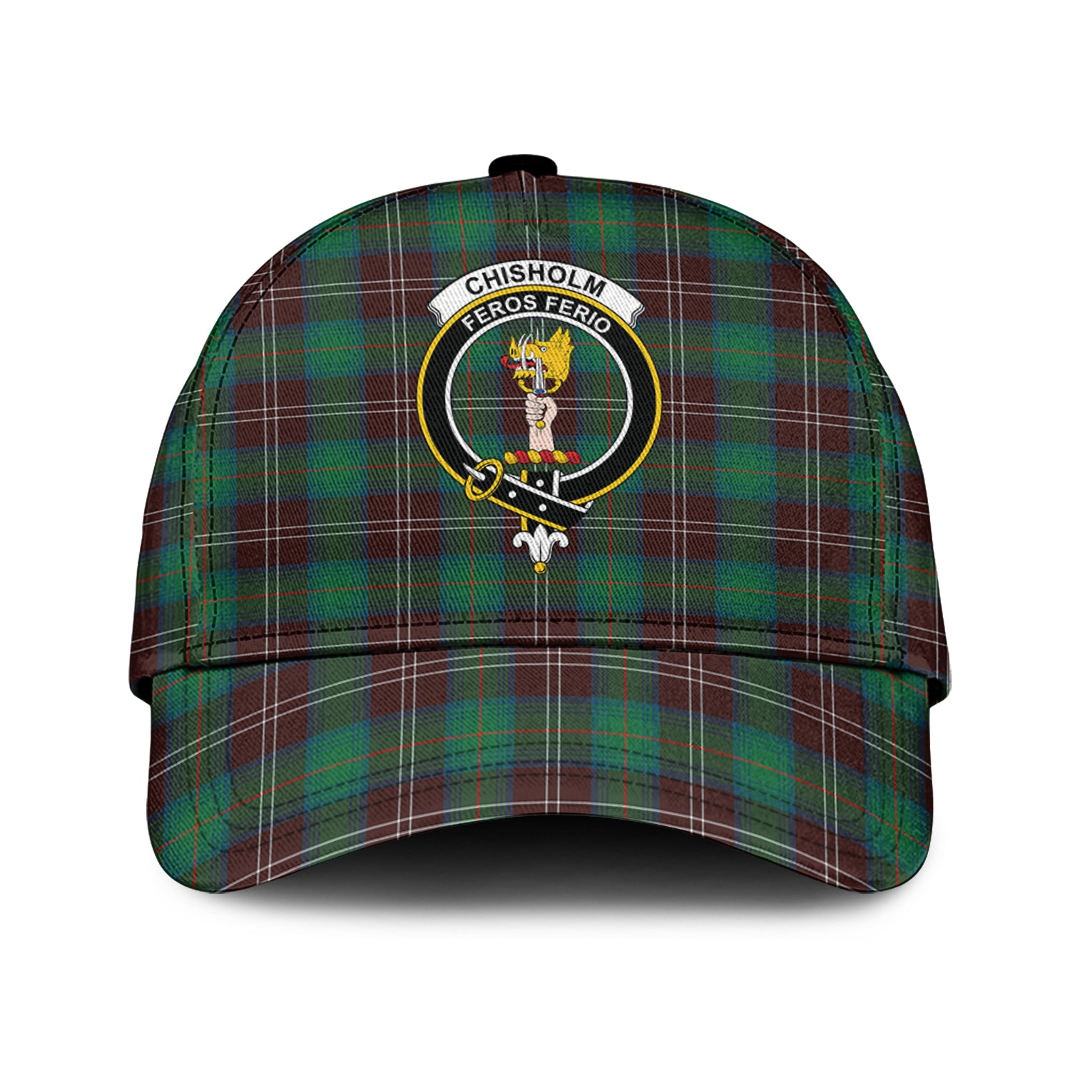 Chisholm Hunting Ancient Tartan Classic Cap with Family Crest Classic Cap Universal Fit - Tartan Vibes Clothing