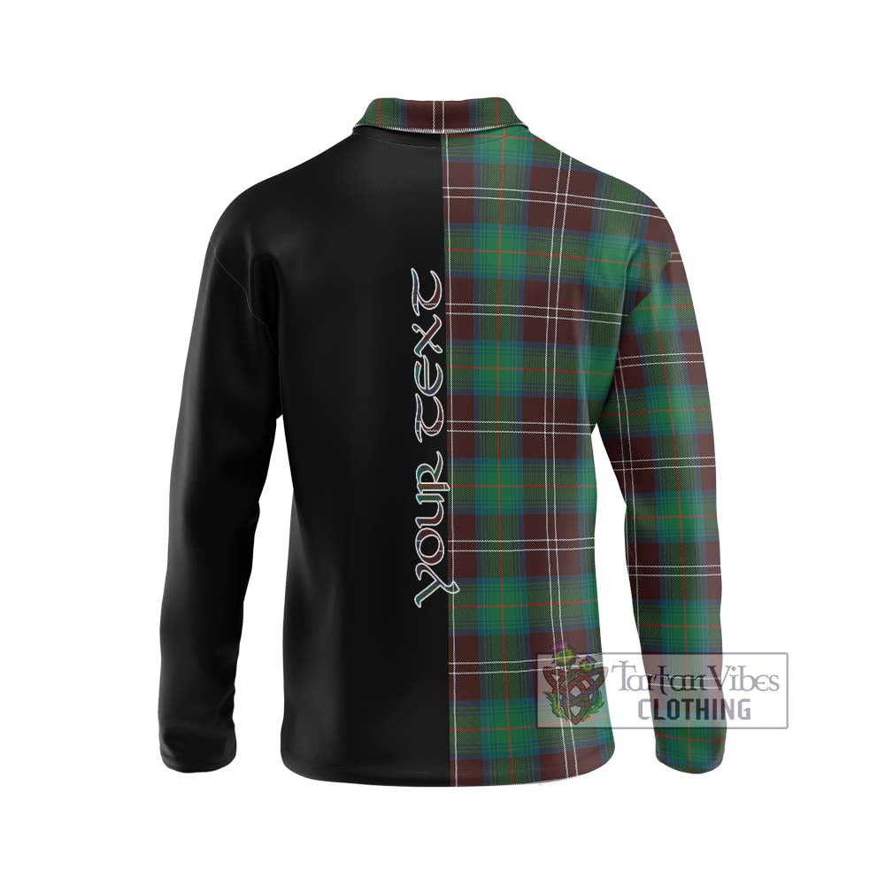 Chisholm Hunting Ancient Tartan Long Sleeve Polo Shirt with Family Crest and Half Of Me Style - Tartanvibesclothing Shop