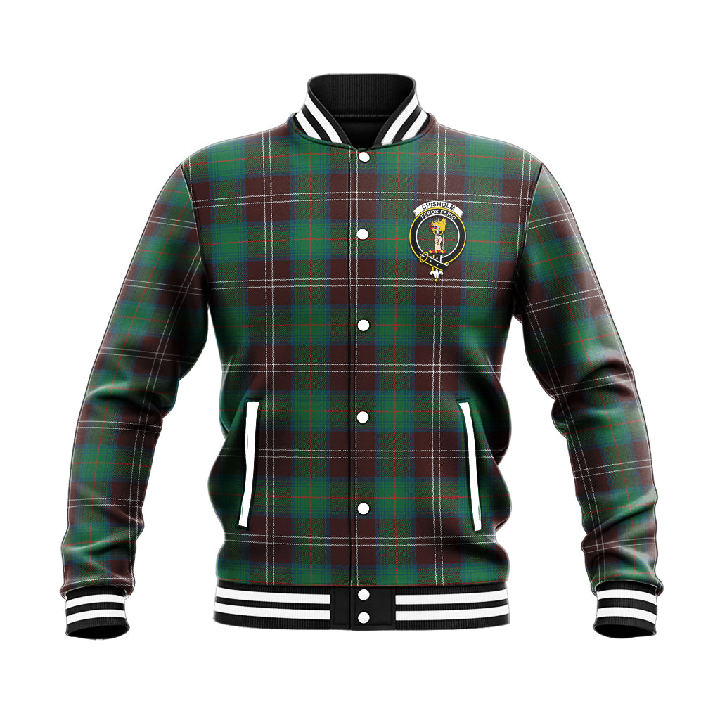 Chisholm Hunting Ancient Tartan Baseball Jacket with Family Crest - Tartan Vibes Clothing