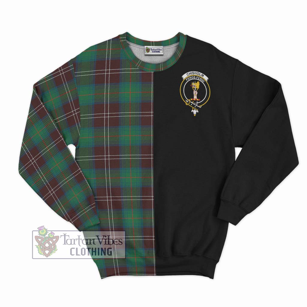 Chisholm Hunting Ancient Tartan Sweatshirt with Family Crest and Half Of Me Style - Tartanvibesclothing Shop