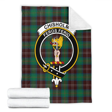 Chisholm Hunting Ancient Tartan Blanket with Family Crest