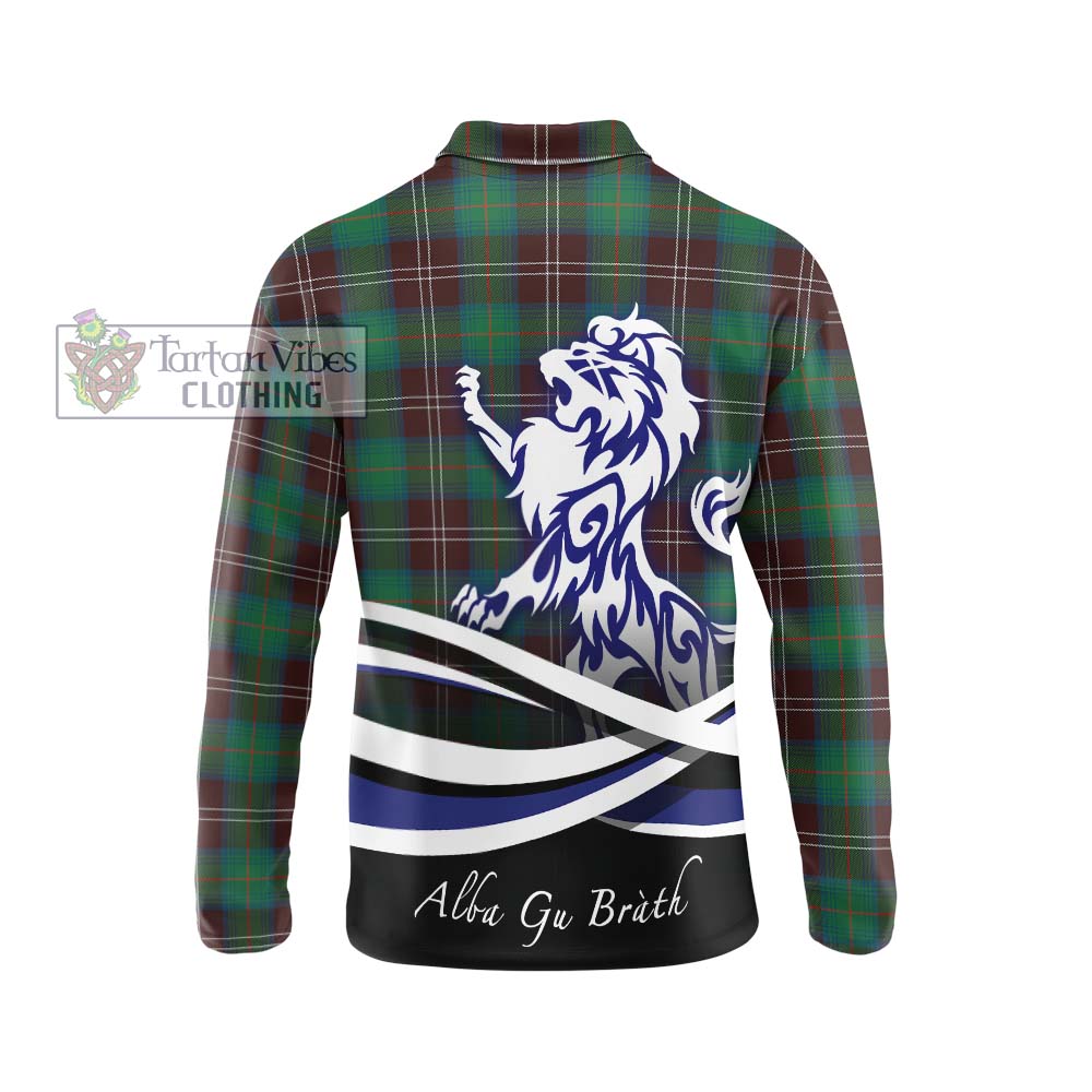 Chisholm Hunting Ancient Tartan Long Sleeve Polo Shirt with Alba Gu Brath Regal Lion Emblem - Tartanvibesclothing Shop