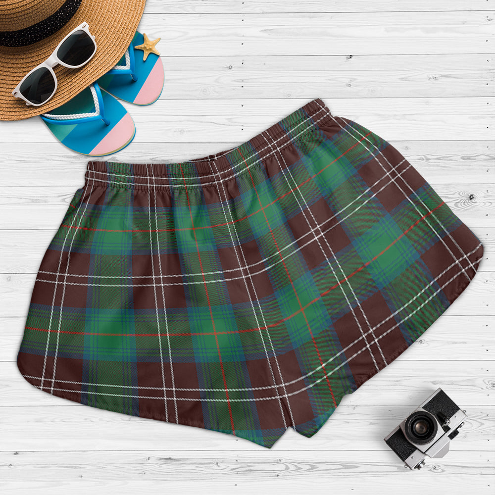 chisholm-hunting-ancient-tartan-womens-shorts-with-family-crest