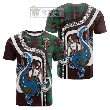 Chisholm Hunting Ancient Tartan Cotton T-shirt with Epic Bagpipe Style