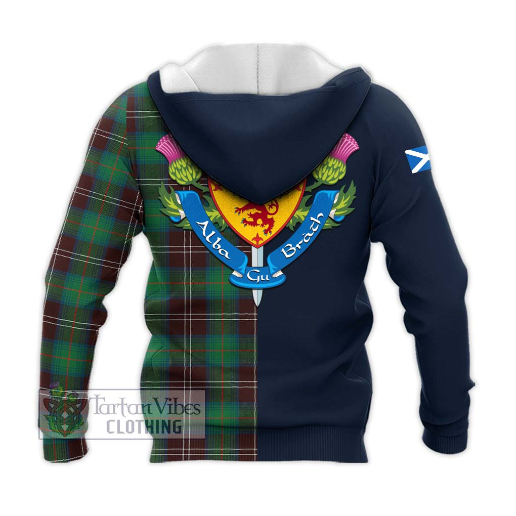 Tartan Vibes Clothing Chisholm Hunting Ancient Tartan Knitted Hoodie with Scottish Lion Royal Arm Half Style