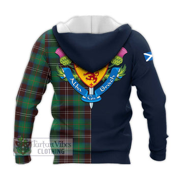 Chisholm Hunting Ancient Tartan Knitted Hoodie Alba with Scottish Lion Royal Arm Half Style