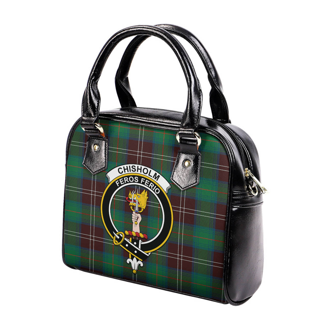 Chisholm Hunting Ancient Tartan Shoulder Handbags with Family Crest - Tartanvibesclothing