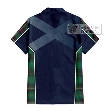 Chisholm Hunting Ancient Tartan Short Sleeve Button Shirt with Family Crest and Lion Rampant Vibes Sport Style