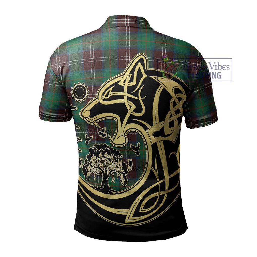 Chisholm Hunting Ancient Tartan Polo Shirt with Family Crest Celtic Wolf Style - Tartanvibesclothing Shop