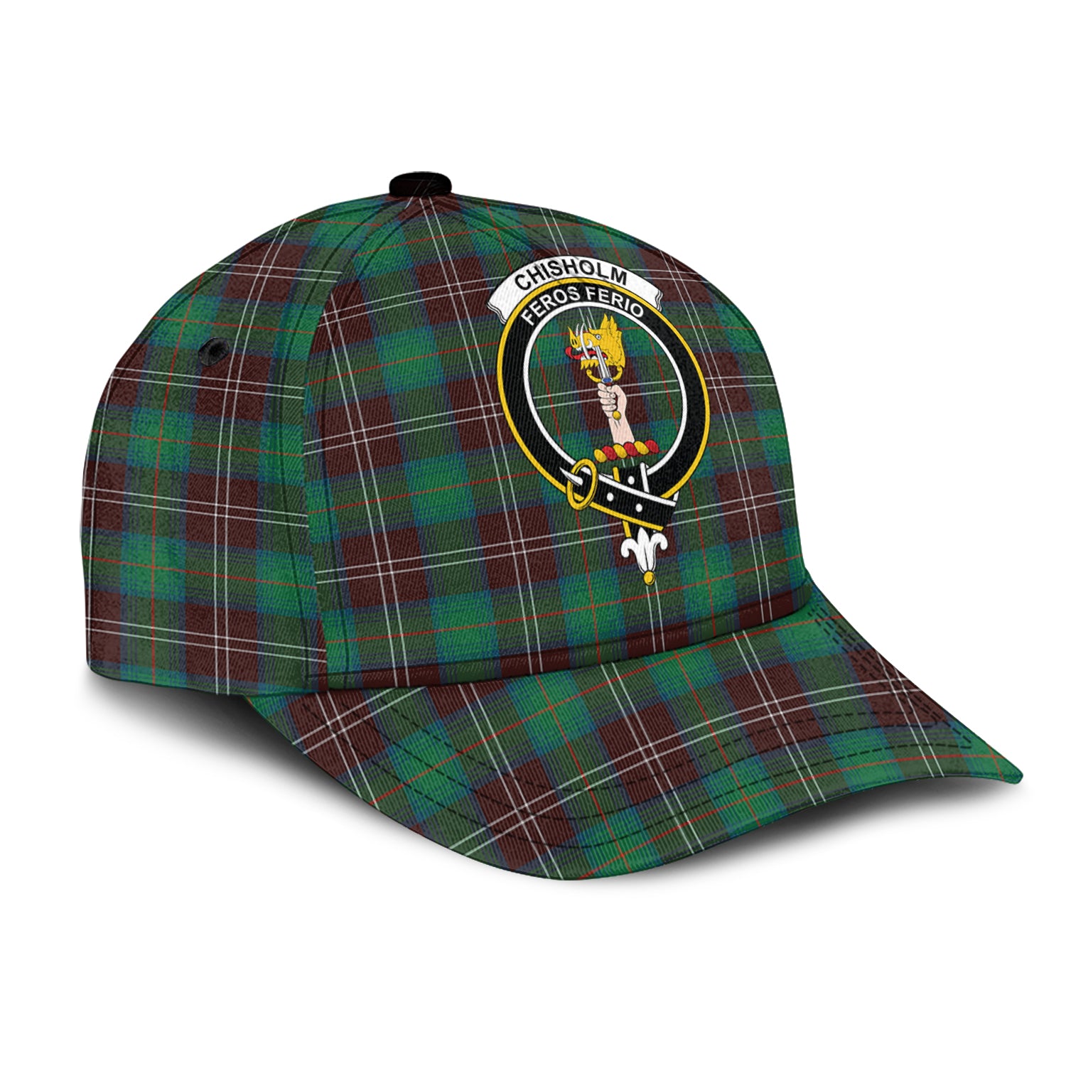 Chisholm Hunting Ancient Tartan Classic Cap with Family Crest - Tartan Vibes Clothing