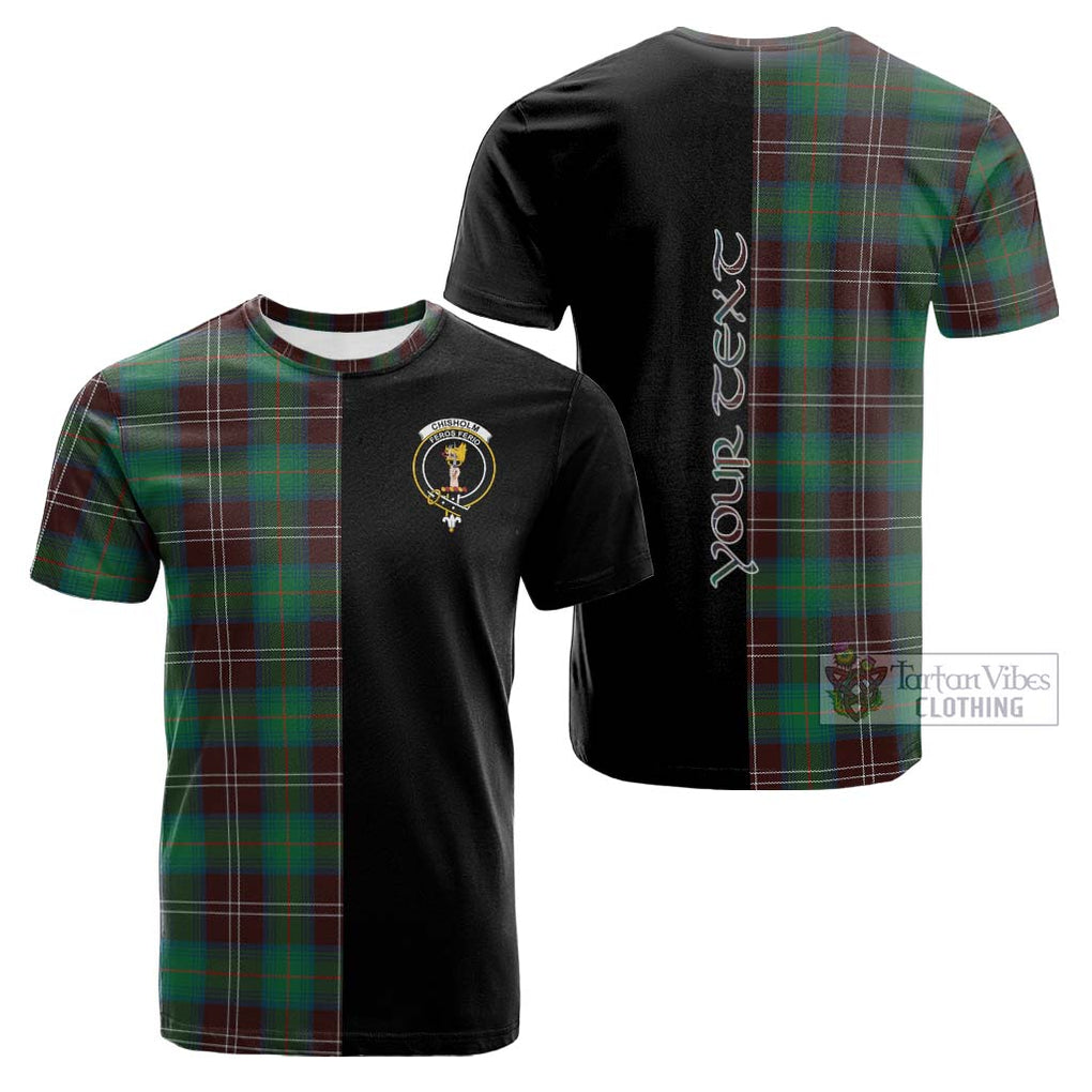 Tartan Vibes Clothing Chisholm Hunting Ancient Tartan Cotton T-shirt with Family Crest and Half Of Me Style