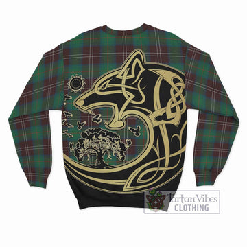 Chisholm Hunting Ancient Tartan Sweatshirt with Family Crest Celtic Wolf Style