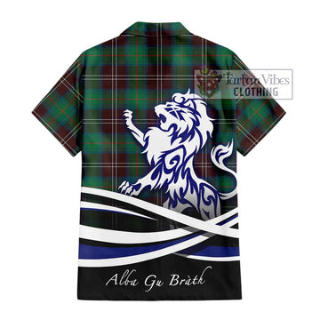 Chisholm Hunting Ancient Tartan Short Sleeve Button Shirt with Alba Gu Brath Regal Lion Emblem